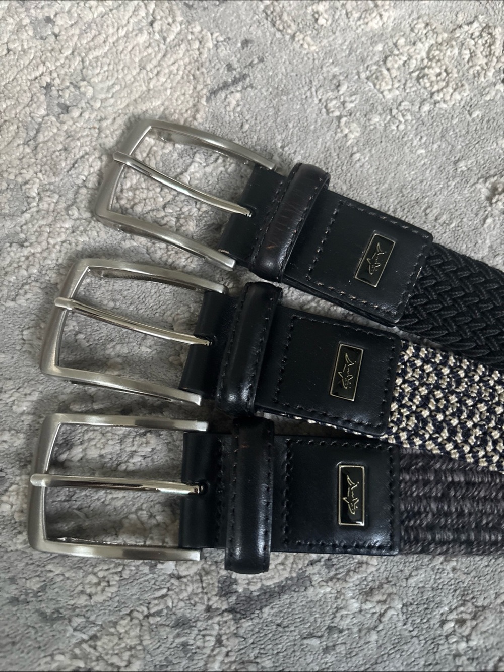 3pack Greg Norman Men's Braided/leather Elastic Belt - Black
